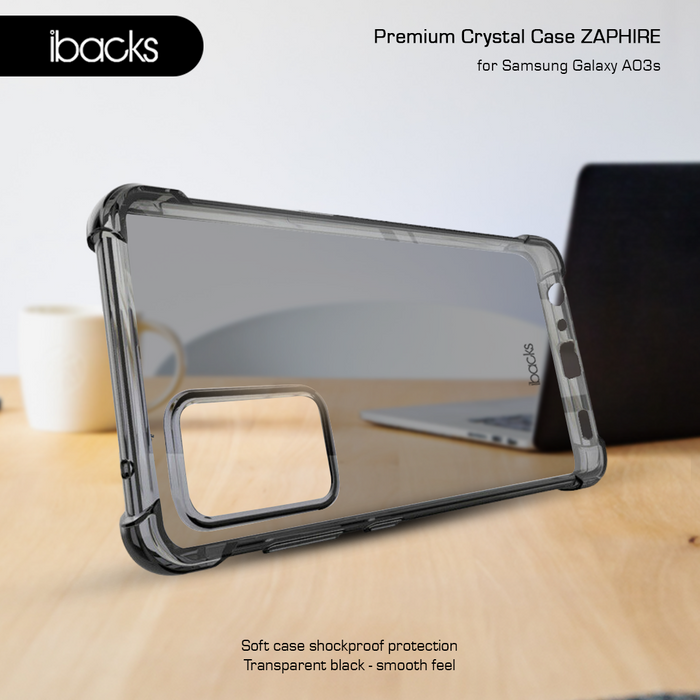 Ibacks Zaphire Premium Crystal Case For Samsung Galaxy A03 Clear Black
