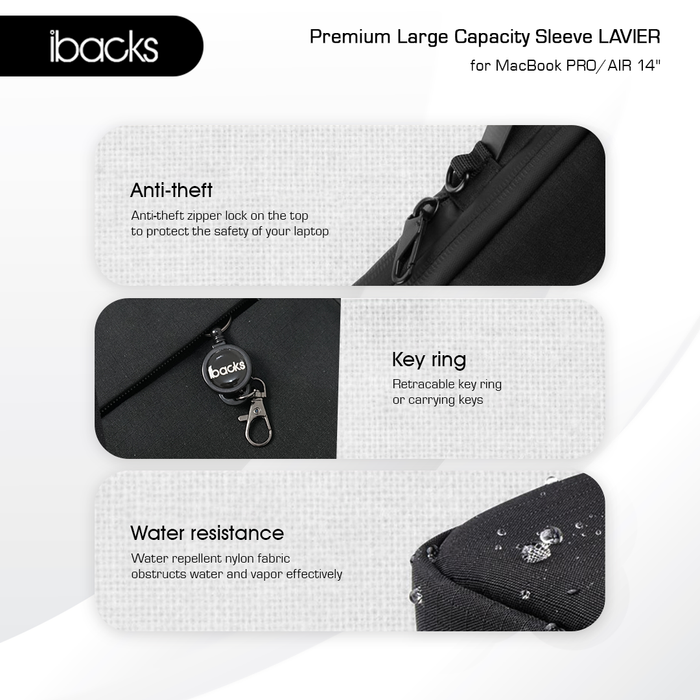 ibacks LAVIER Sleeve for Macbook PRO/AIR 14inch