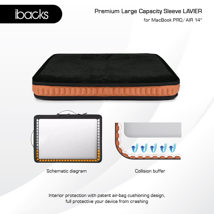 ibacks LAVIER Sleeve for Macbook PRO/AIR 14inch