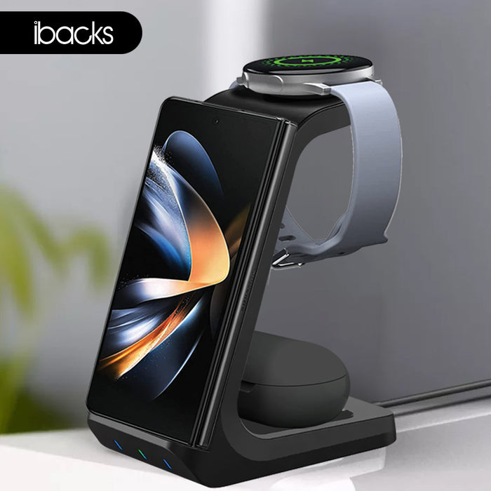 Ibacks Elba 3 in 1 wireless charger for Samsung gadget Black
