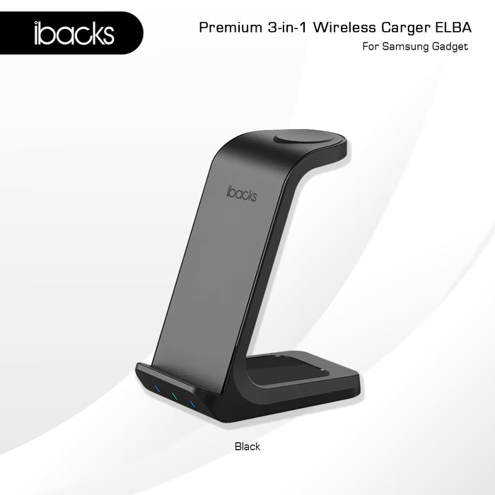 Ibacks Elba 3 in 1 wireless charger for Samsung gadget Black