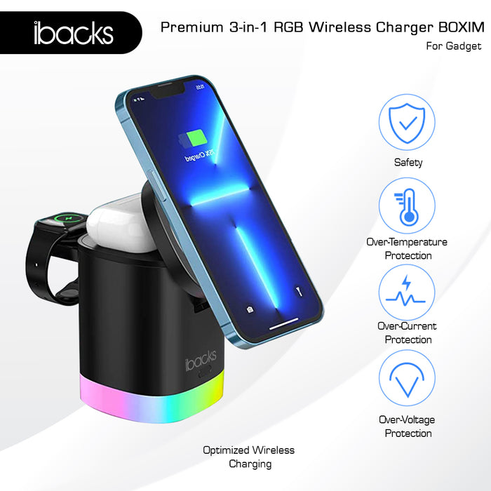 Ibacks Boxim RGB Wireles Charger 3 in 1