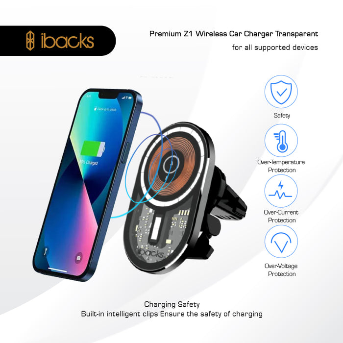 Ibacks Z1 Magsafe Wireless Car Charger Transparant