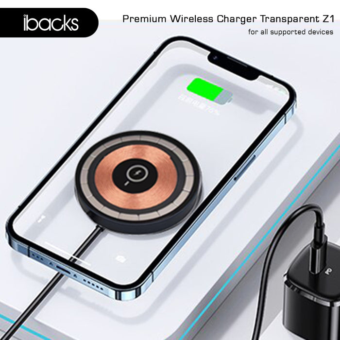 Ibacks Z1 Magsafe Wireless Charger Transparant Grey